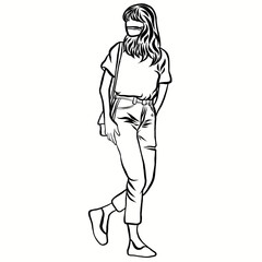 Group of people carrying cotton bag,wearing hygiene face mask or fabric mask,prevent Corona epidemic,pm2.5,pollution,virus.Reduce the use of plastic bags New normal.Creative with illustration progress