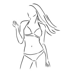 beautiful woman bodies in bikini vector illustration . swimsuit, vector sketch illustration