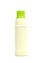 A white plastic bottle isolated on a white background