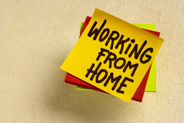 working from home note - WFH and telecommute concept