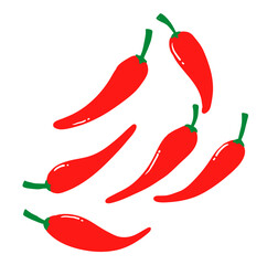 hand drawn chilly pepper. Hot red chili peppers, cartoon mexican chilli or chillies illustration, vectors paprika. doodle