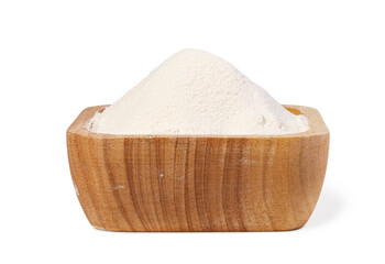 bowl of flour on white background
