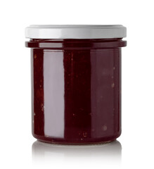 Jars of jam isolated on white background