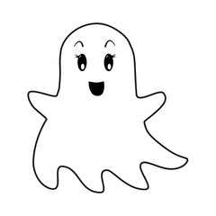 Halloween ghost outline isolated illustration on white background. Cute thin line icon