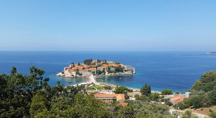 Sveti Stefan island resort - Adriatic sea near Montenegro coast