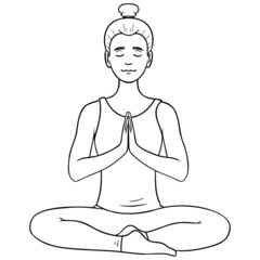 outline comic girl in yoga pose