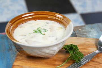 A cup of Mushroom cream soup
