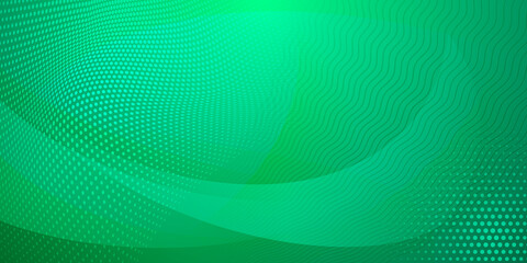 Abstract background made of halftone dots and curved lines in green colors