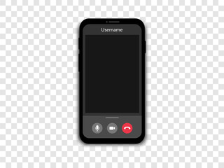 Mockup video call on a smartphone. Phone screen with video call and online conference. Quarantine. Online meetings.310