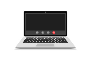 Mockup video calls on laptop. Screen with video call. Video conference. Online meeting. Quarantine.