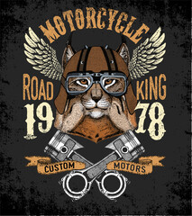 Motorcycle vector typography. Cool animal for t-shirt graphics, vectors. © helen_f