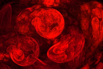 Abstract red bubbles, background for design. 3D rendering