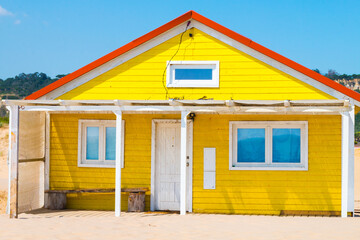 Costa de Caparica is the famous tourist destination, with the typical tiny colorful house, big sandy beaches, and the ocean waves.
