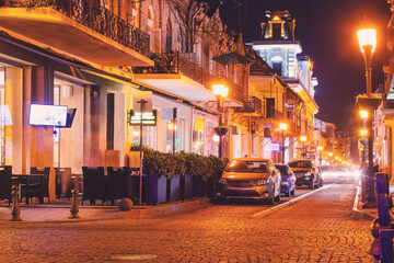 Cozy european street at night