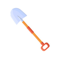 Vector illustration with a shovel in a flat style. Icon of a shovel for excavation, gardening or construction isolated on white
