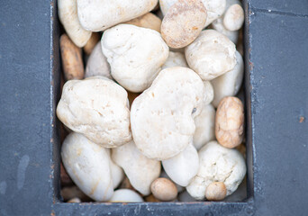 Many stones are lined up. Assemble into the background.White stone background picture