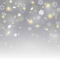 Winter snowflakes border background. snowflakes flying, holiday card with snow elements. Seasonal winter symbols. EPS 10