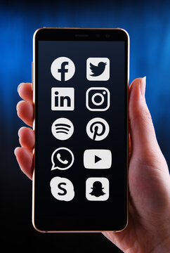 Smartphone Displaying Logos Of Popular Social Media Platforms