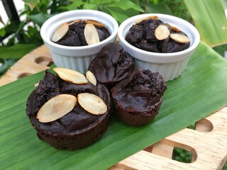 Avocado brownies with almonds slide