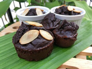 Avocado brownies with almonds slide