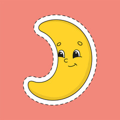 Sticker with contour. Cartoon character. Colorful vector illustration. Isolated on color background. Template for your design.