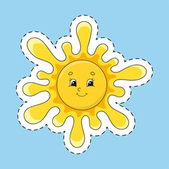 Sticker with contour. Cartoon character. Colorful vector illustration. Isolated on color background. Template for your design.