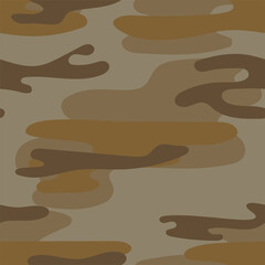 Military camouflage seamless pattern. Khaki texture. Trendy background. Abstract color vector illustration. For design wallpaper, fabric, wrapping paper.