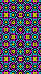 Ornate geometric pattern and abstract colored background