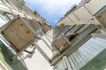 The amazing view of Hong-Kong cityscape full of skyscrapers from the rooftop.