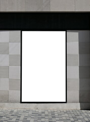 Big blank billboard in Copenhagen walking street