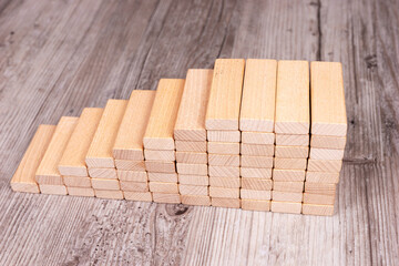 Wooden blocks as stairs. Business development and growth concept