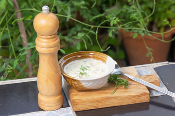 A cup of Mushroom cream soup