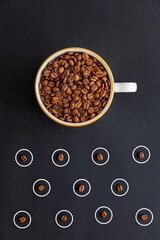 design for securing social distances with pegs and coffee on the floor