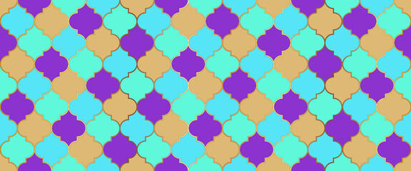 Ramadan Kareem Islam Background. Moroccan Seamless Mosaic Texture. Moroccan 