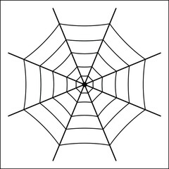 Spider web on white background. Black and white color. Stock vector illustration on white isolated background.