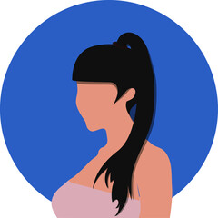 silhouette of a woman, flat design, portrait