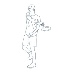 man playing tennis wearing short outline sport vector illustration