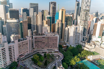 Obraz premium The amazing view of Hong-Kong cityscape full of skyscrapers from the rooftop.