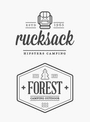 Summer camp. Vector. Backpack. Forest. Concept for shirt or patch, print, stamp or tee. Vintage.