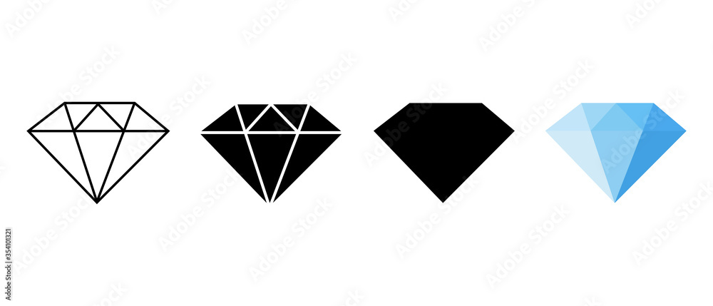 Wall mural Set Diamond icon vector isolated on white background. Modern flat design.