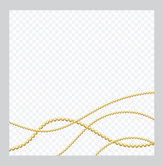 Mardi Gras. Golden or Bronze Color Round Chain. Realistic String Beads insulated. Decorative element. Gold Bead Design. Vector illustration.