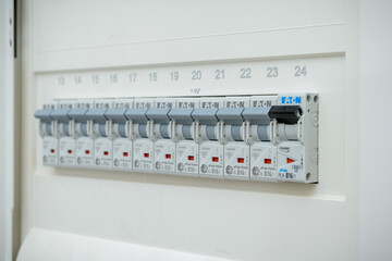 A range of different modular electrical devices in the appartment