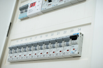 A range of different modular electrical devices in the appartment