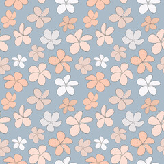 Seamless hand-drawn tropical pattern with exotic flowers on a colored background. Tropical camouflage print.