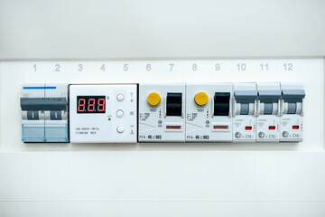 A range of different modular electrical devices in the appartment