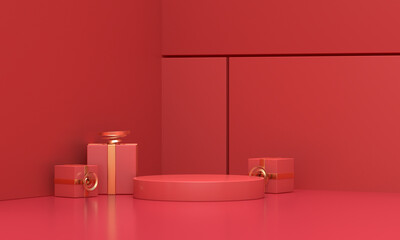 3D rendering of the red geometric scene.