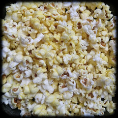 popcorn on black background
