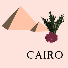 Vector pyramids in Cairo in the desert. Single element.