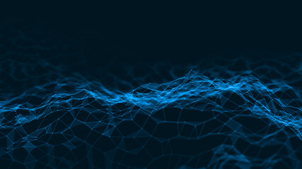 Abstract 3D rendering. Artificial intelligence. Computer geometric digital connection structure. Business inteligence technology background. Binary code algorithms deep learning