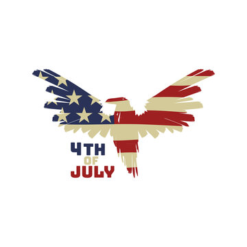 4th of July background with American eagle flag.